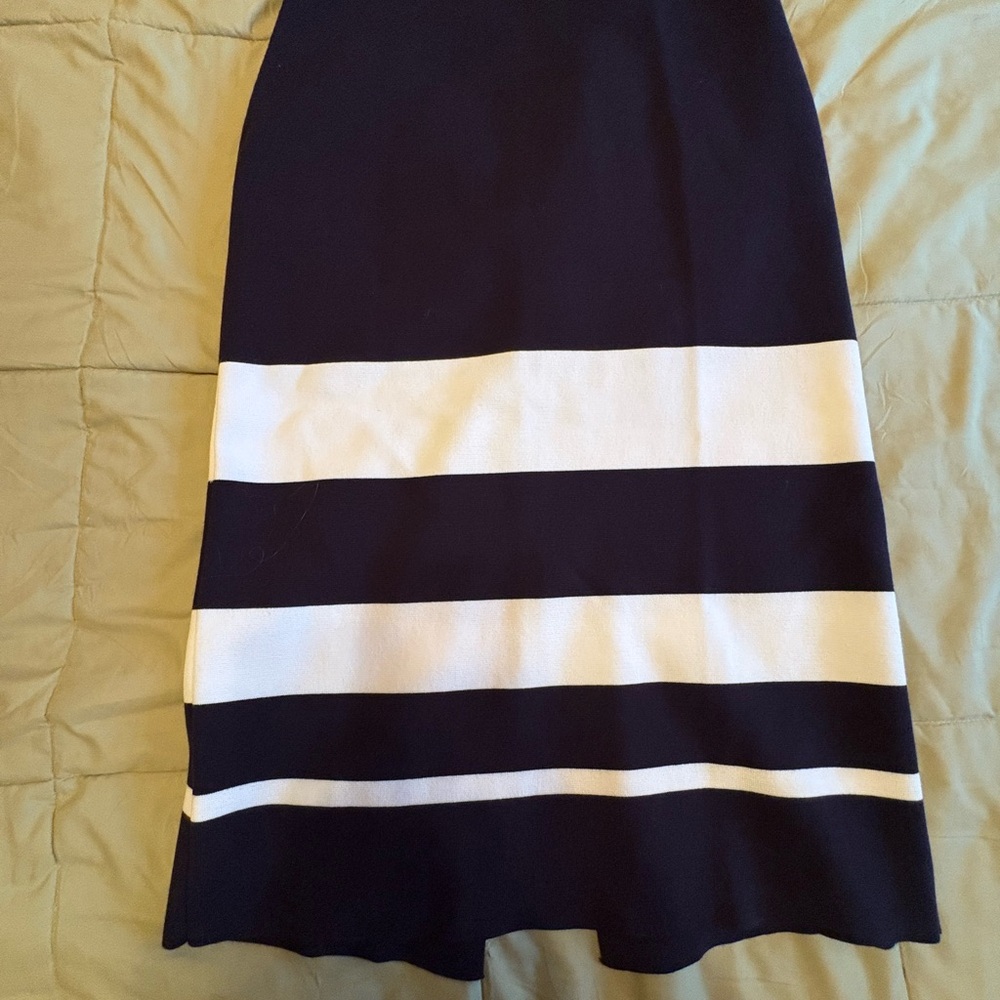 Ann Taylor Blue and White Midi Pencil Skirt
